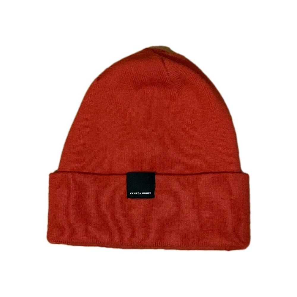 Canada Goose Red Merino Wool Beanie Hat Unisex One‎ Size Gorpcore FLAW